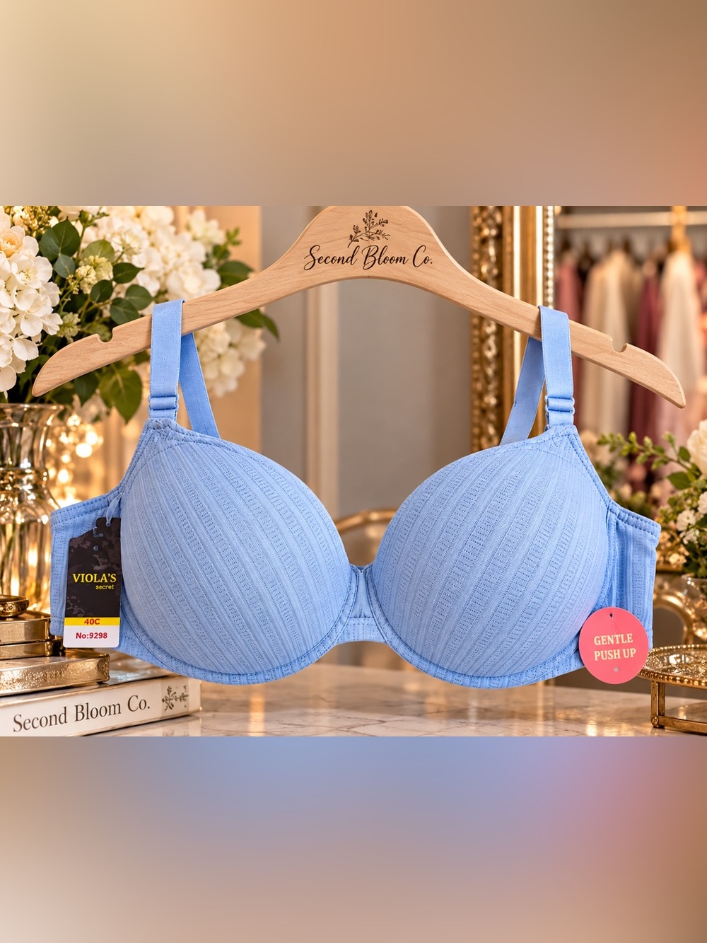 Viola’s Secret Light Blue Gentle Push Up Bra 40C NWT